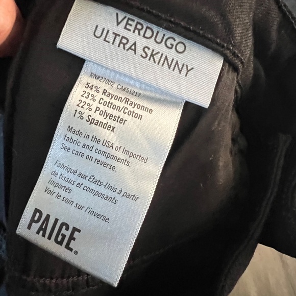 PAIGE Verdugo Mid Rise Ultra Skinny Black Jeans NWT Women's Size 34 - Picture 5 of 5